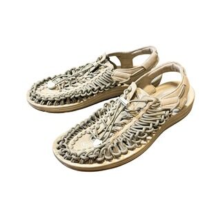 KEEN Men's Uneek Bungee Corded Fisherman Sandals, Tan/ Safari, 11